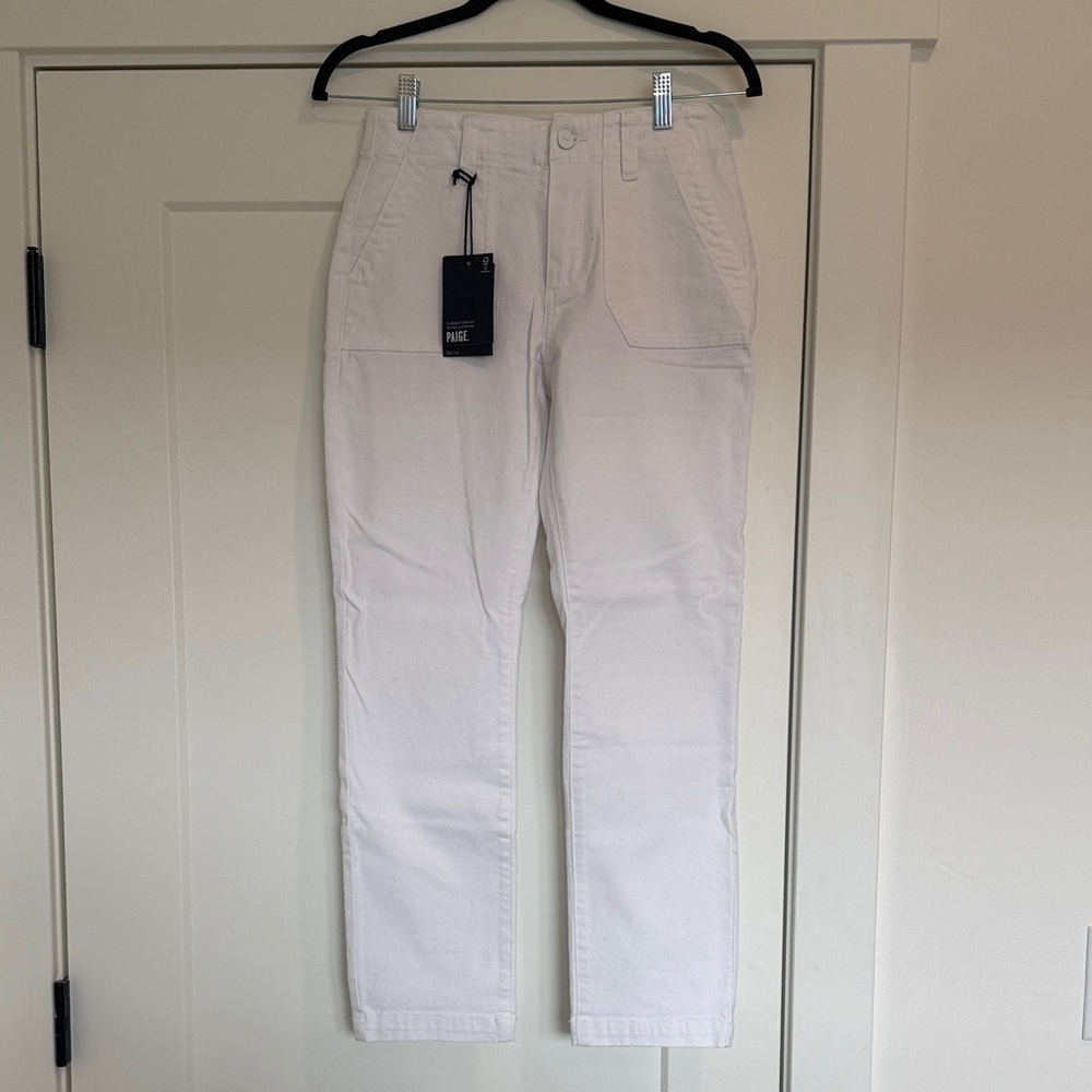 PAIGE Cream High-Waisted Pants